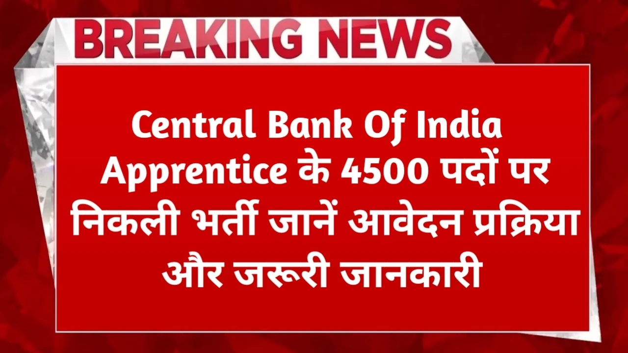 Central Bank Of India Apprentice 2025 Apply Online