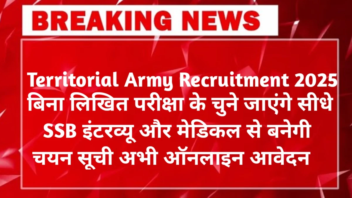 Territorial Army Recruitment 2025 Online Apply Date