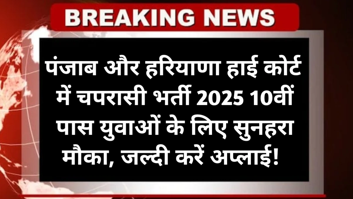Punjab and Haryana High Court Peon Recruitment 2025